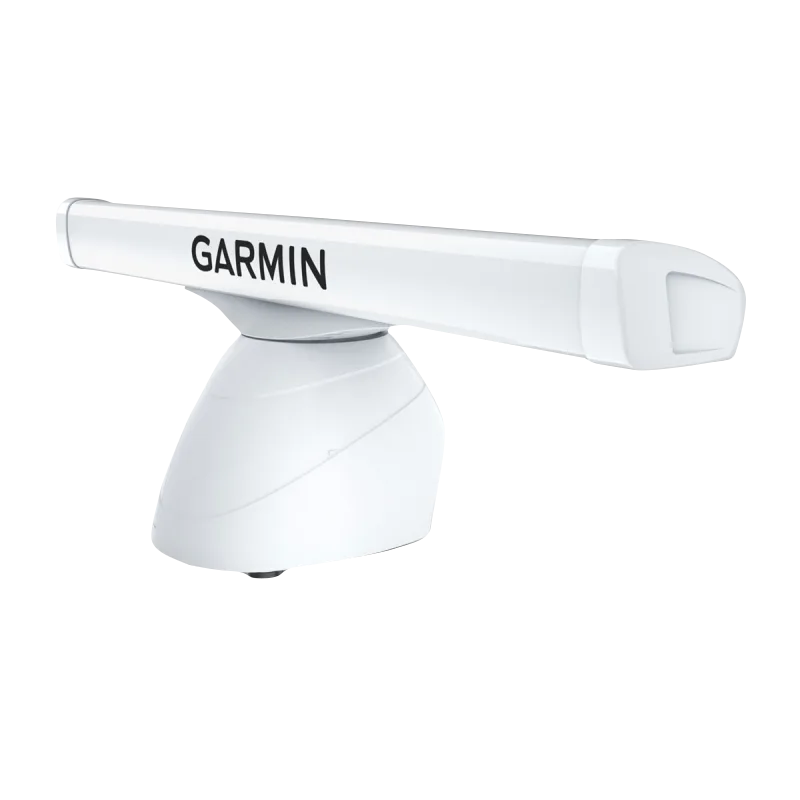 Garmin GMR 434/436 xHD3 open-array radar on white pedestal base