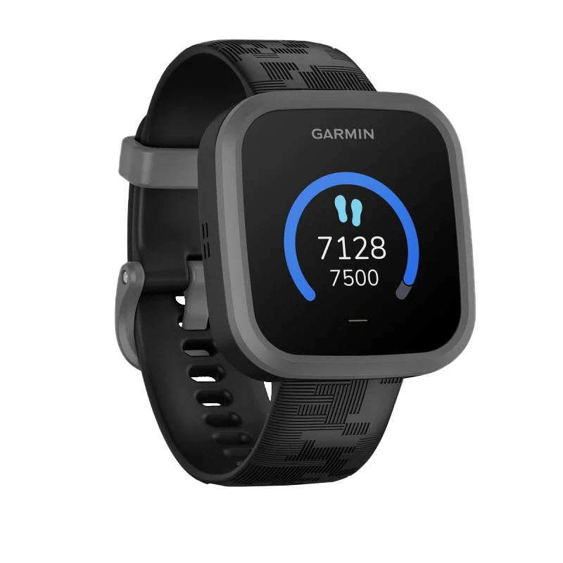 Garmin Bounce Black Camo smartwatch with black camo strap and gray bezel
