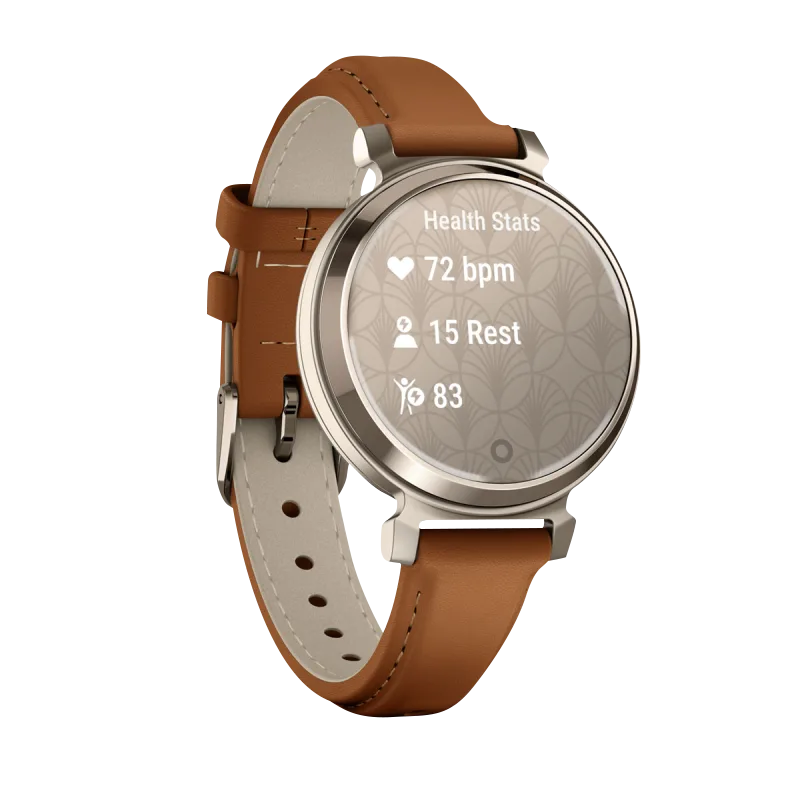 Garmin Lily 2 Classic, Cream Gold with Tan Leather Band (Garmin Certified Refurbished) by Garmin
