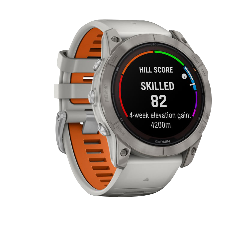 Garmin Fenix 7X Pro Sapphire Solar Edition Titanium with Fog Gray/Ember Orange Band (010-02778-14) by Garmin