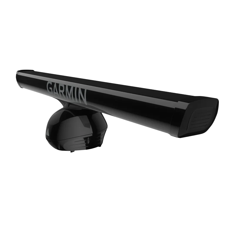 Garmin GMR Fantom 256 Open Array radar mounted on pedestal, black marine radar