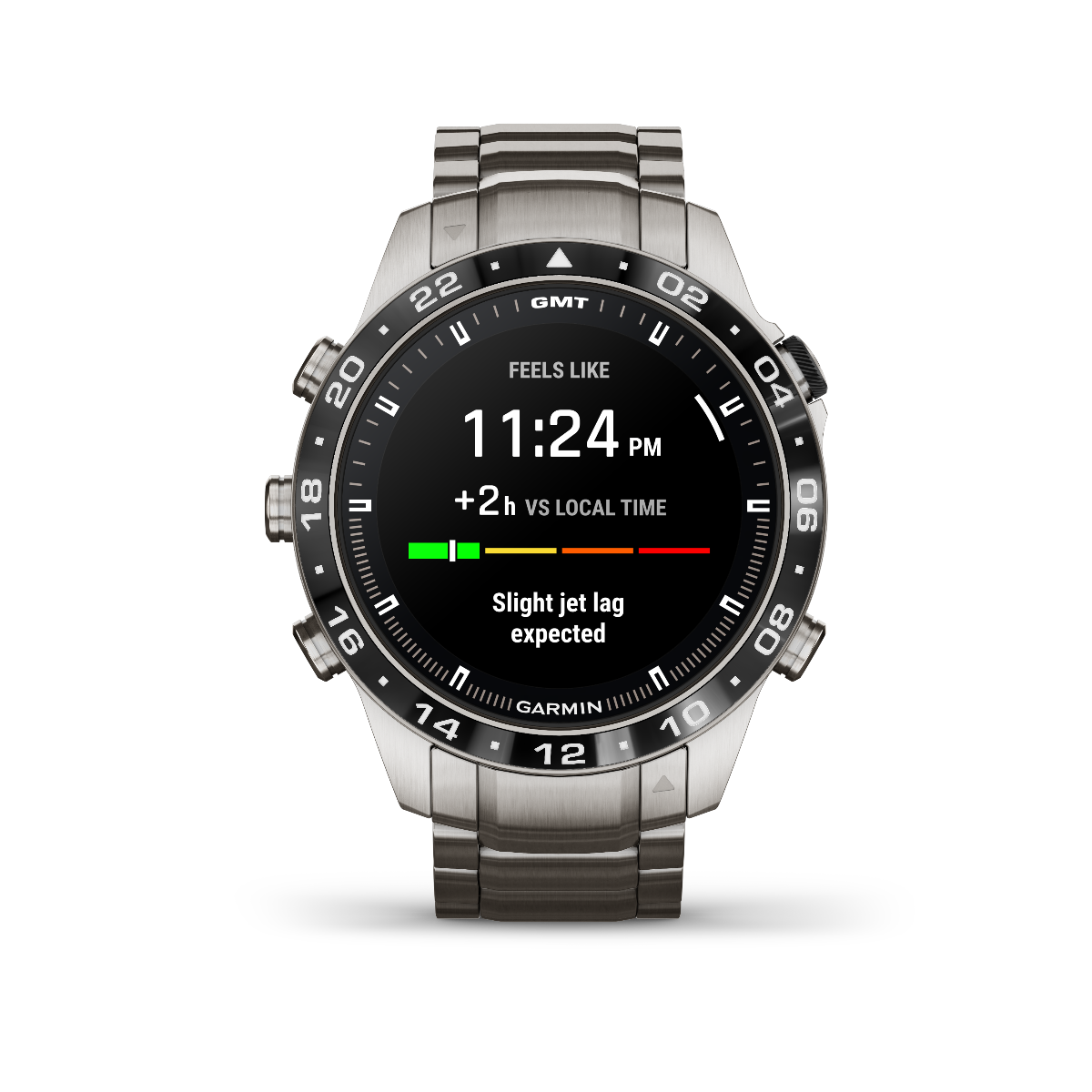 Garmin Marq Aviator Gen 2 smart watch with stainless steel case and bracelet, black bezel