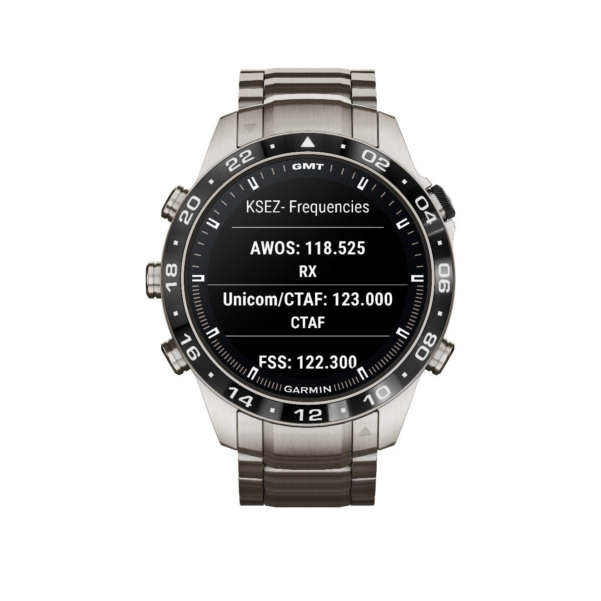 Garmin Marq Aviator Gen 2 luxury smart watch with stainless steel case and bracelet, GMT bezel.