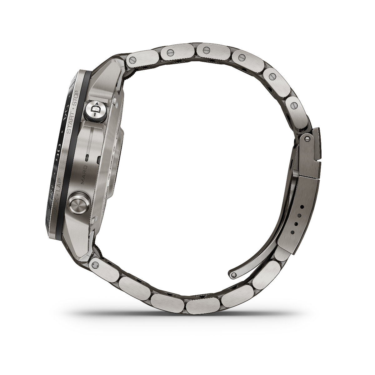 Garmin Marq Aviator Gen 2 smart watch with silver stainless steel bracelet