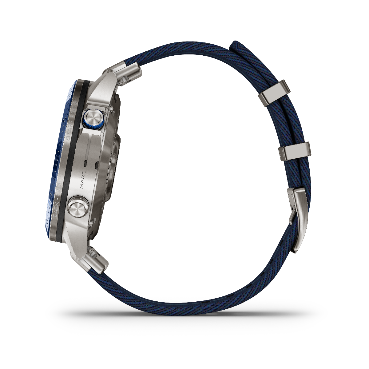 Garmin Captain Gen 2 smart watch with stainless steel case and blue woven strap (010-02648-10)