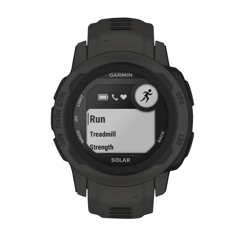 Garmin Instinct 2S Solar smart watch in graphite, Garmin Certified Refurbished