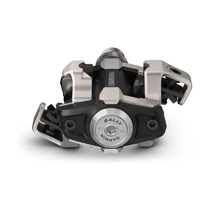 Garmin Rally XC100 single-sensing power meter pedal, black and silver with Garmin branding.