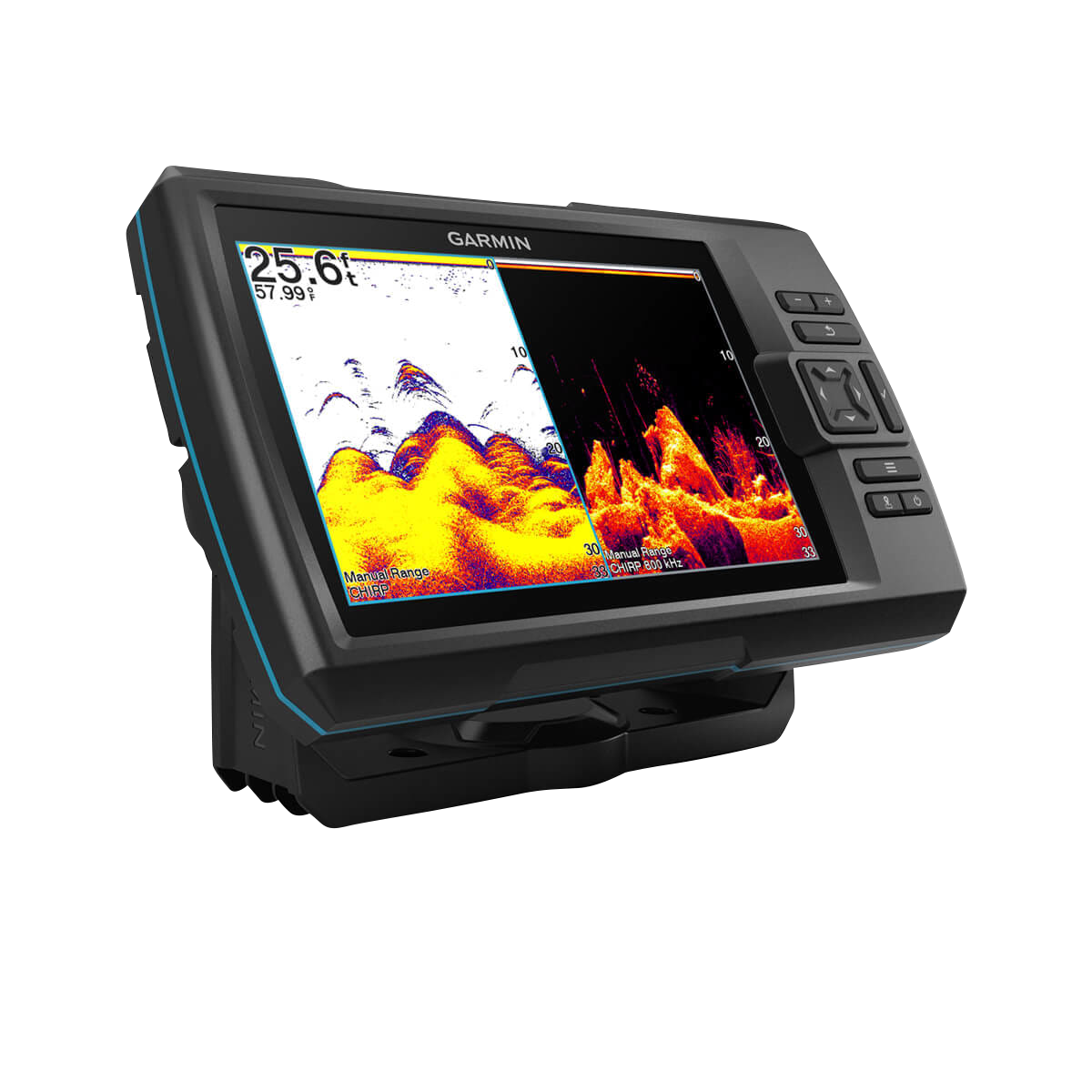 Garmin STRIKER Vivid 7cv fish finder with GT20‑TM transducer, black display unit