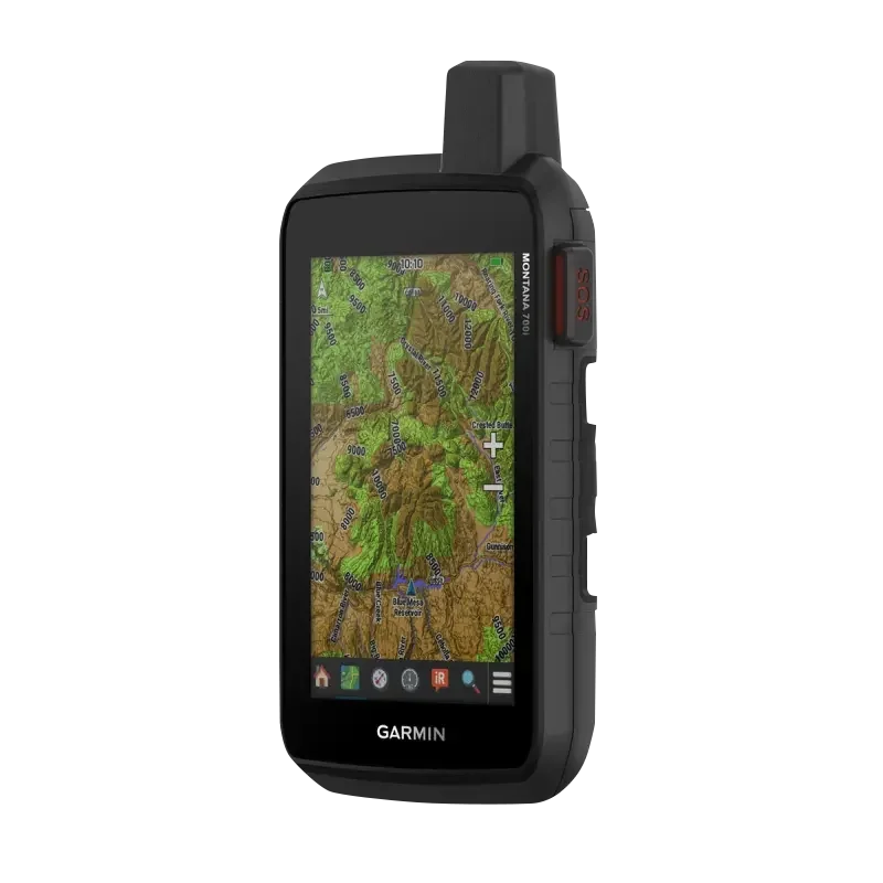Garmin Montana 700i handheld GPS with touchscreen, black rugged design, InReach, certified refurbished
