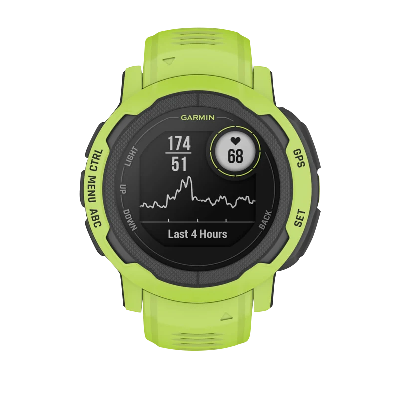 Garmin Instinct 2 smart watch in electric lime with black bezel