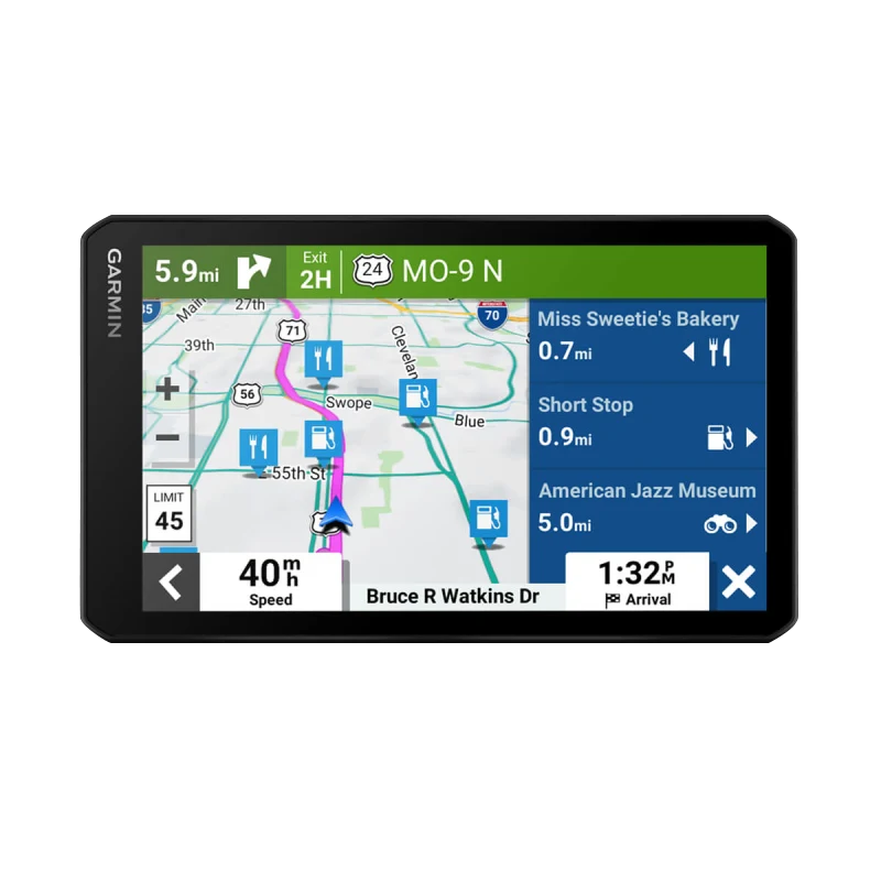 Garmin DriveCam 76 7-inch GPS Navigator with built-in dash cam, refurbished black device