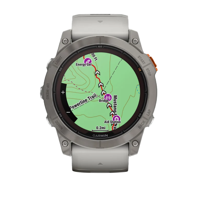 Garmin Fenix 7X Pro Sapphire Solar Edition titanium smartwatch with fog gray/ember orange band
