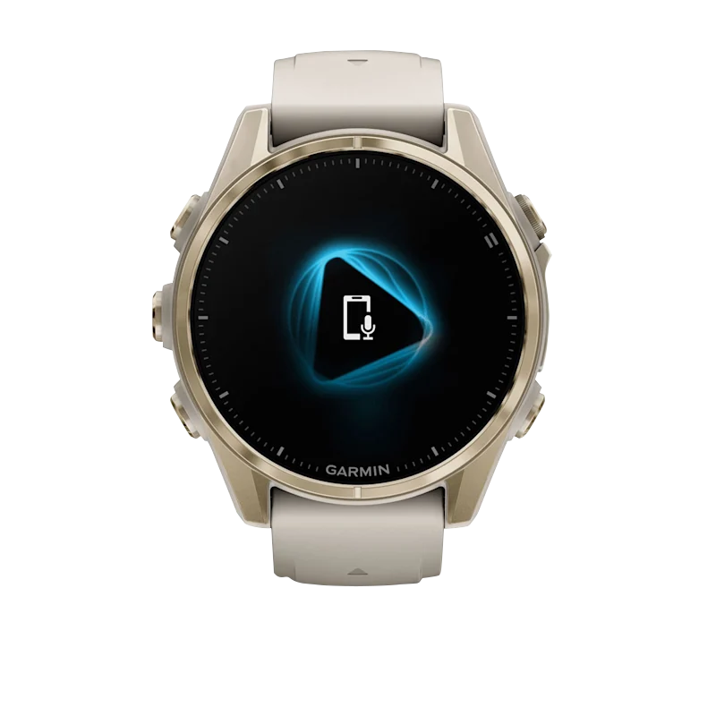 Garmin Fenix 8, 43 mm AMOLED Sapphire, Soft Gold with Fog Gray/Dark Sandstone Silicone Band (010-02903-10) by Garmin