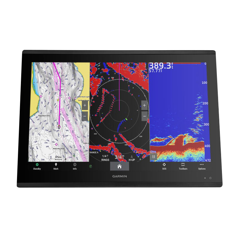 Garmin GPSMAP 8624 (010-01512-50) marine chartplotter with black bezel and multi-panel touchscreen display