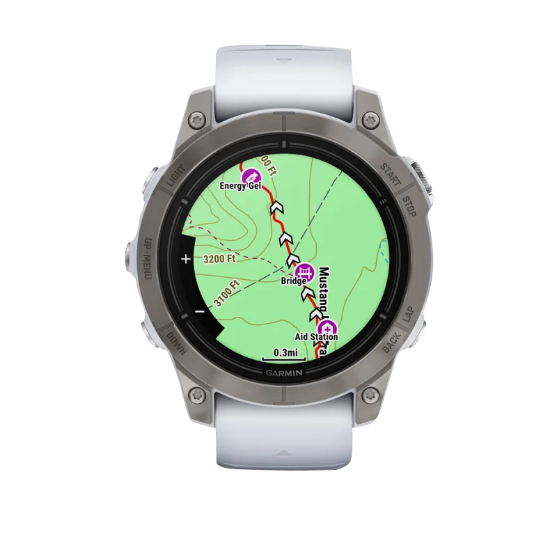 Garmin Epix Pro Gen 2 47mm smartwatch with sapphire titanium case and Whitestone band, certified refurbished