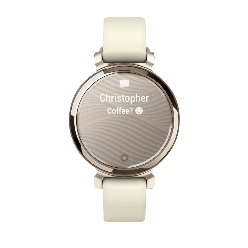 Garmin Lily 2 smartwatch, Cream Gold case with coconut silicone band