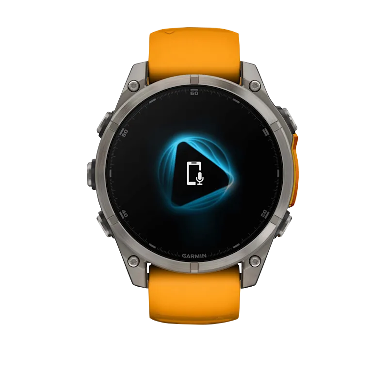 Garmin Fenix 8 smartwatch, 47 mm titanium case with AMOLED Sapphire display and Spark Orange silicone band