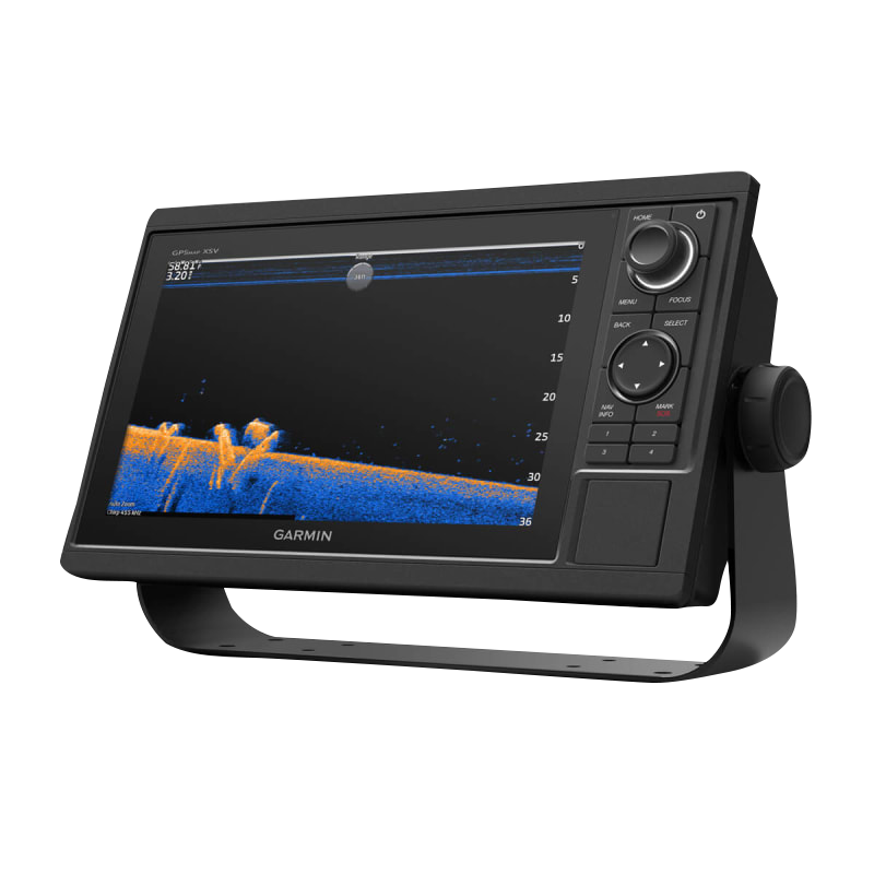 Garmin GPSMAP 1042xsv marine chartplotter without transducer on black display stand