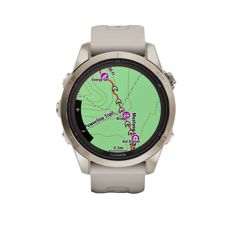 Garmin Fenix 7S Pro Sapphire Solar smartwatch, certified refurbished, soft gold case with light sand band