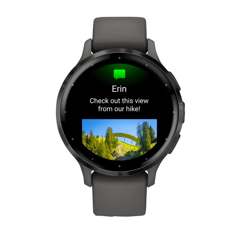 Garmin Venu 3S smartwatch, 41mm slate stainless steel bezel with pebble gray case and silicone band