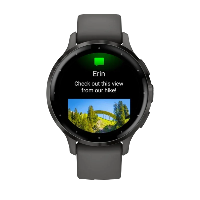Garmin Venu 3S smartwatch, 41mm slate stainless steel bezel with pebble gray case and silicone band