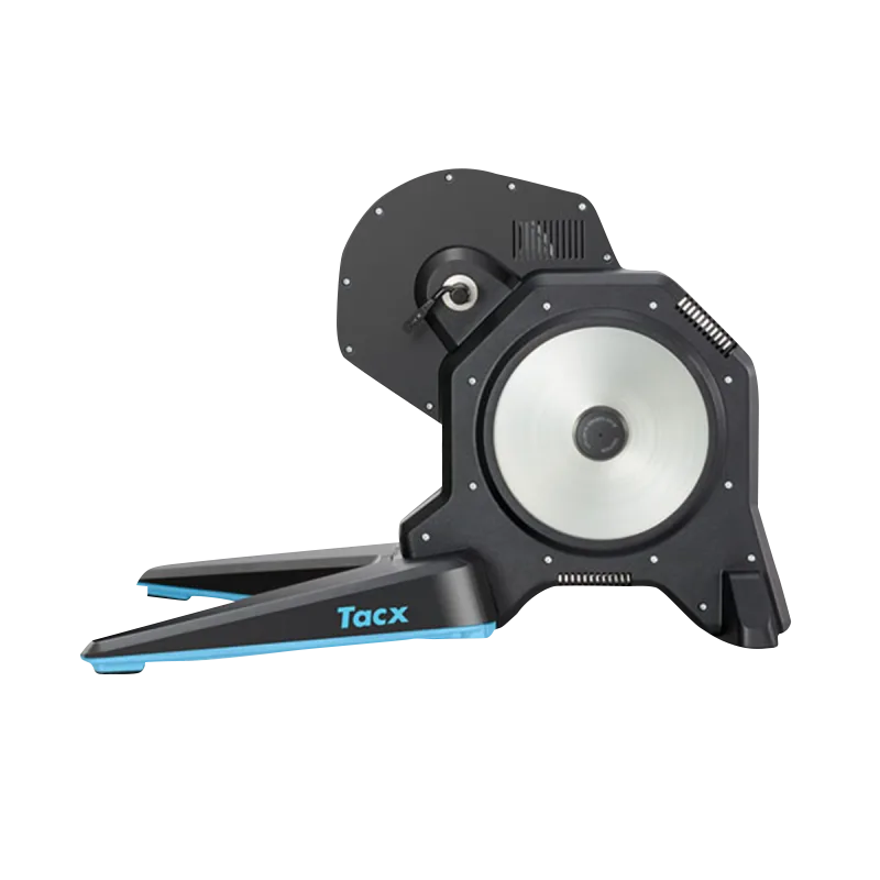 Garmin Tacx Flux 2 Smart Trainer, black housing with blue accents and visible flywheel
