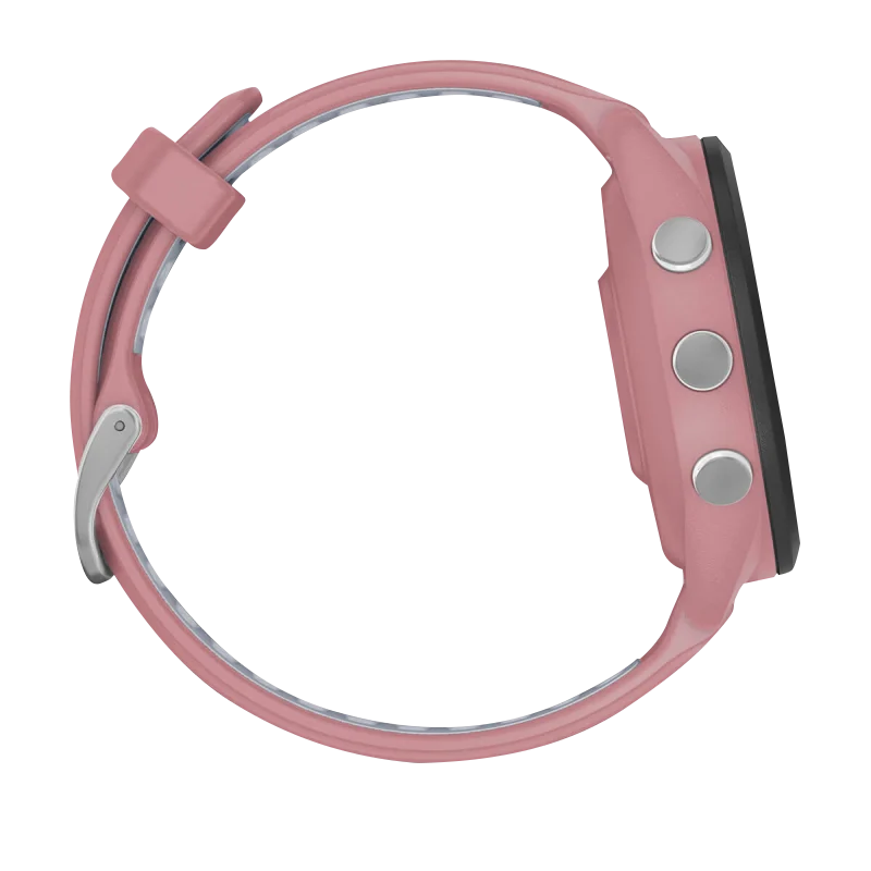 Garmin Forerunner 265S smartwatch, 42mm with black bezel, pink case and pink/Whitestone silicone band