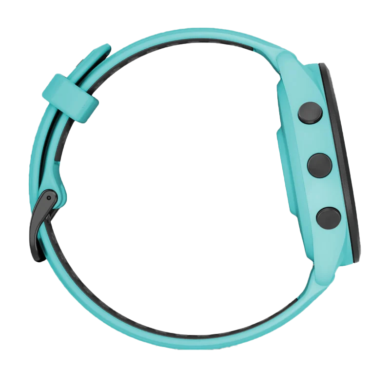 Garmin Forerunner 265 smartwatch, 46mm with aqua case and aqua/black silicone band