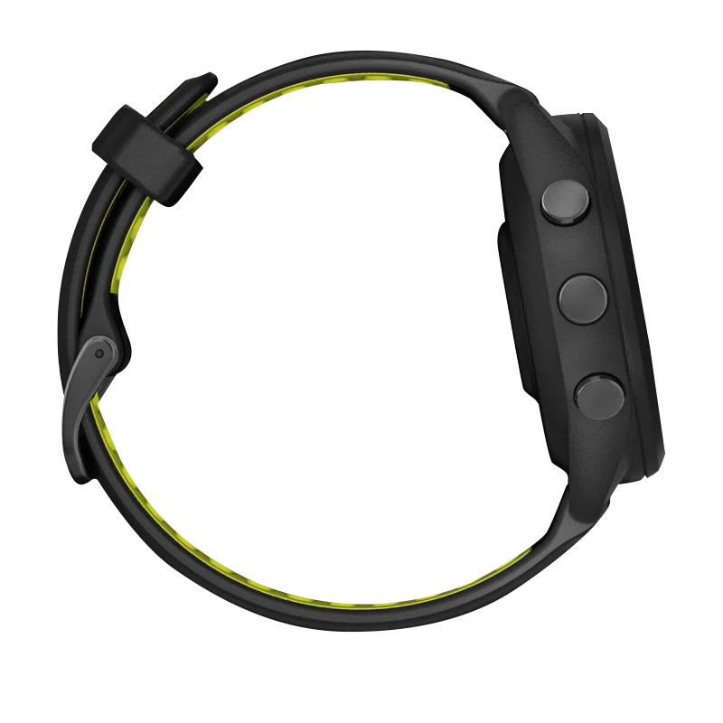 Garmin Forerunner 265S smartwatch, 42mm, with black bezel and black-yellow band, certified refurbished