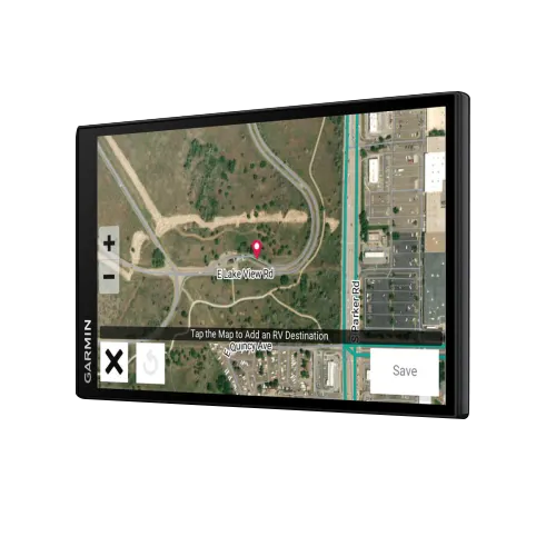 Garmin RV 795 7-inch RV Navigator GPS device with black bezel displaying a map onscreen