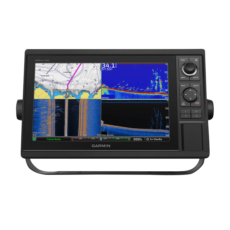 Garmin GPSMAP 1242xsv marine chartplotter without transducer, black unit with right-side controls and split display