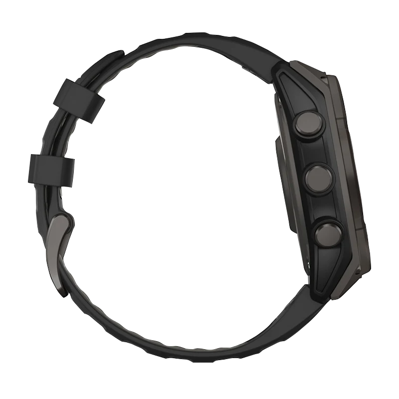 Garmin Fenix 8, 51 mm Solar Sapphire, Carbon Gray DLC Titanium with Black/Pebble Gray Silicone Band (010-02907-10) by Garmin