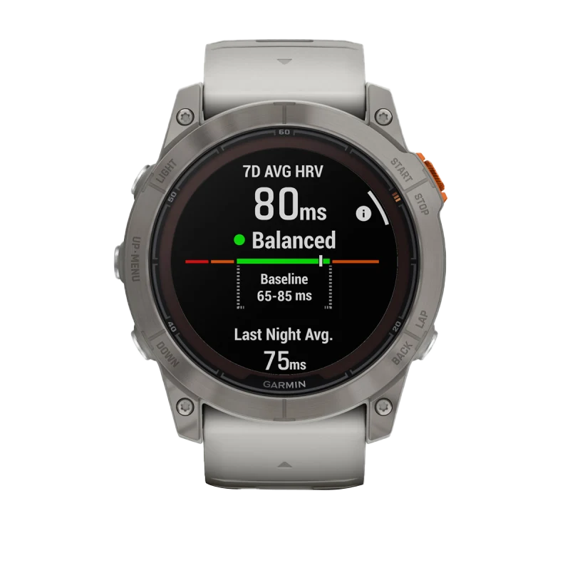 Garmin Fenix 7X Pro Sapphire Solar Edition Titanium with Fog Gray/Ember Orange Band (010-02778-14) by Garmin