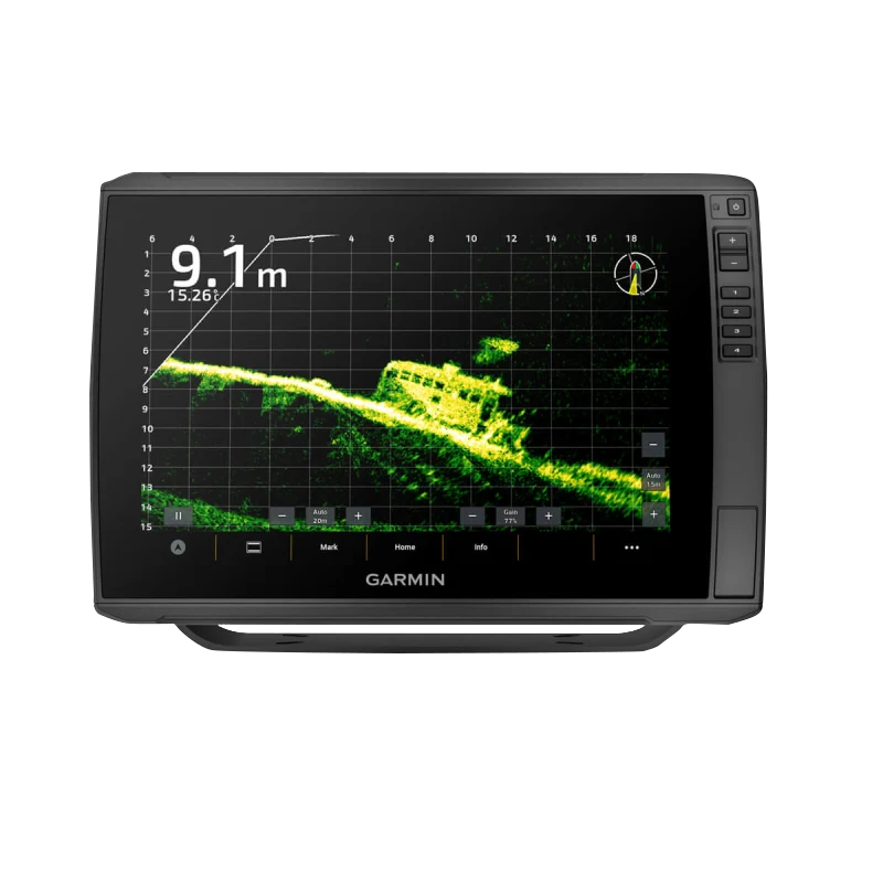 Garmin ECHOMAP Ultra 2 12-inch chartplotter, black marine GPS display with Garmin logo