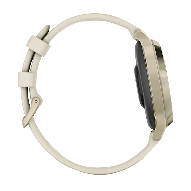 Garmin Lily 2 Active Lunar Gold smartwatch with bone silicone band