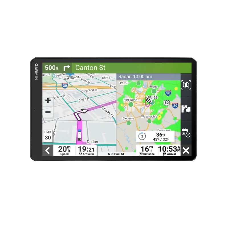 Garmin RV 1095 10-inch RV GPS navigator with split-screen map display