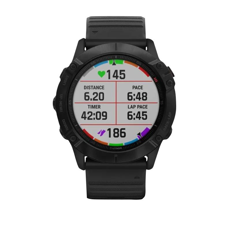 Garmin Fenix 6X Pro smartwatch, black with black band, Garmin Certified Refurbished