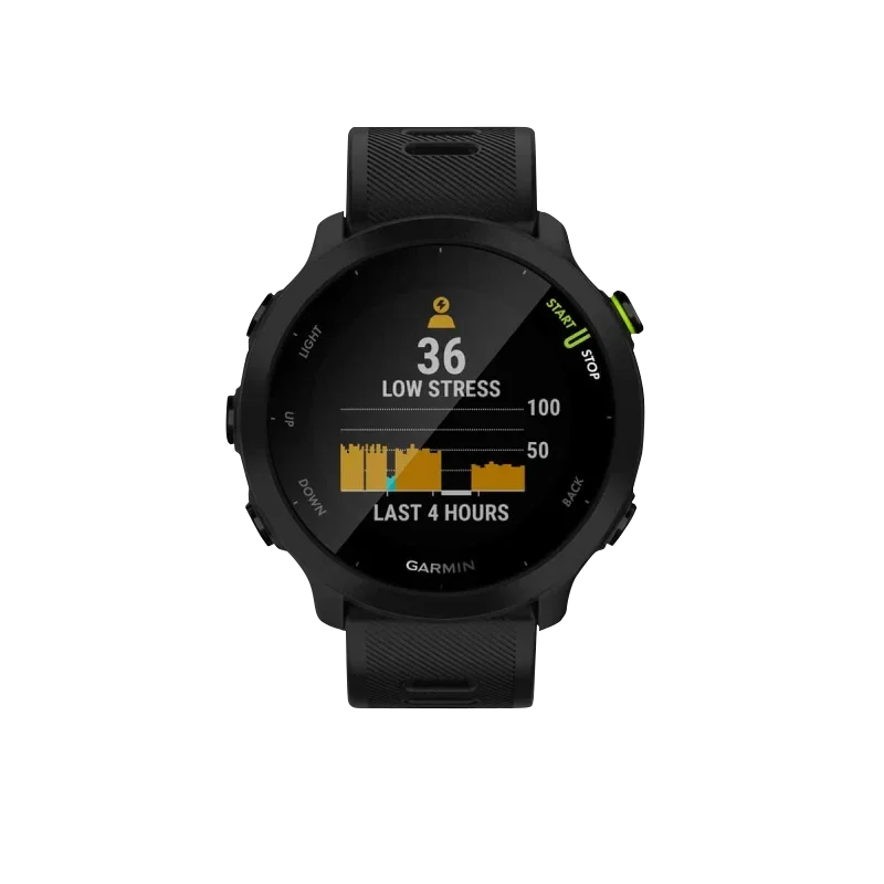 Garmin Forerunner 55 smartwatch, black, certified refurbished.