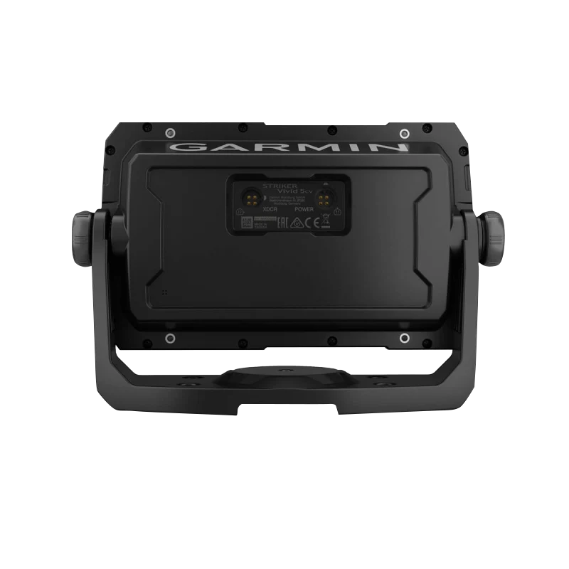 Garmin Striker Vivid 5cv fish finder with GT20-TM transducer, black unit.