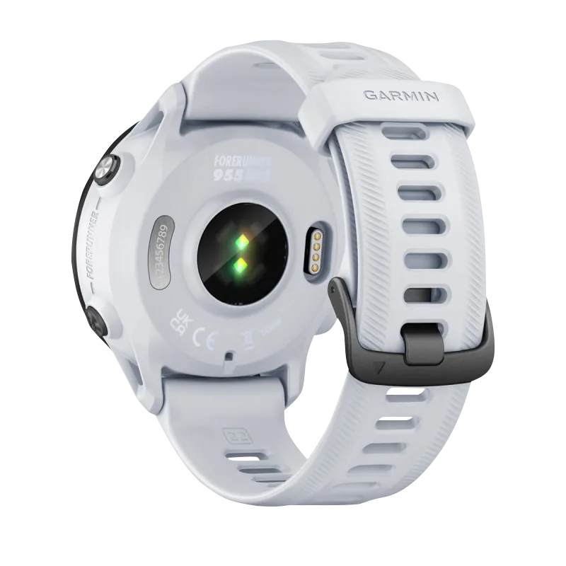 Garmin Forerunner 955 Solar smart watch, Whitestone white silicone strap, Garmin Certified Refurbished