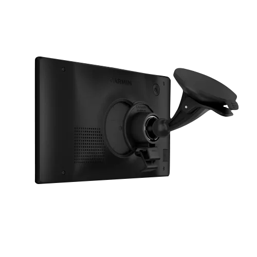 Garmin RV 795 7in RV Navigator GPS on a suction cup mount, black