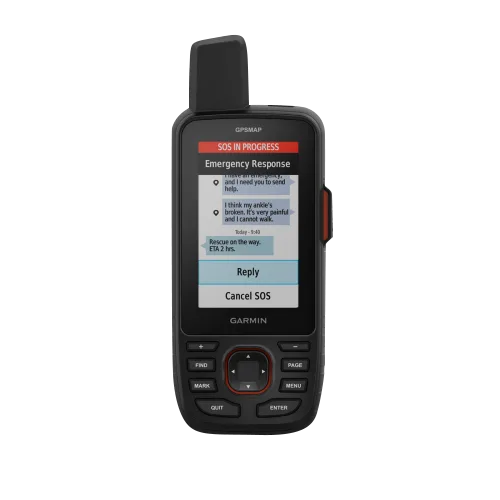 Garmin GPSMAP 67 handheld GPS, rugged black body with orange navigation ring