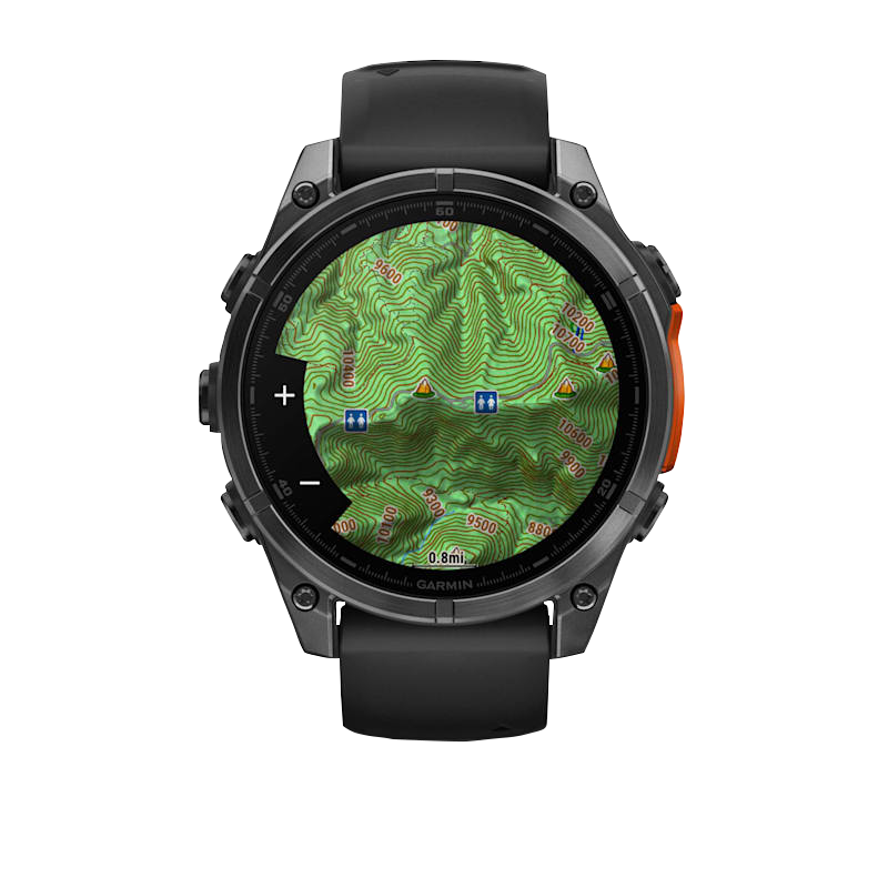 Garmin Fenix 8 smartwatch, slate gray case with black silicone band, 47 mm AMOLED display