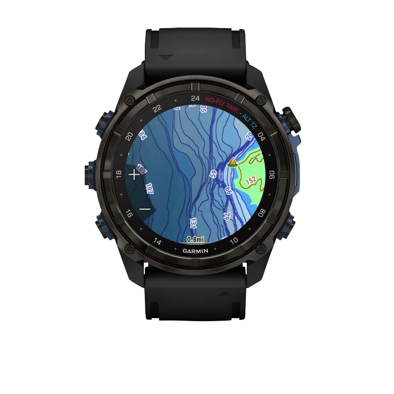 Garmin Descent Mk3i 51mm carbon-gray DLC titanium dive computer with black silicone band