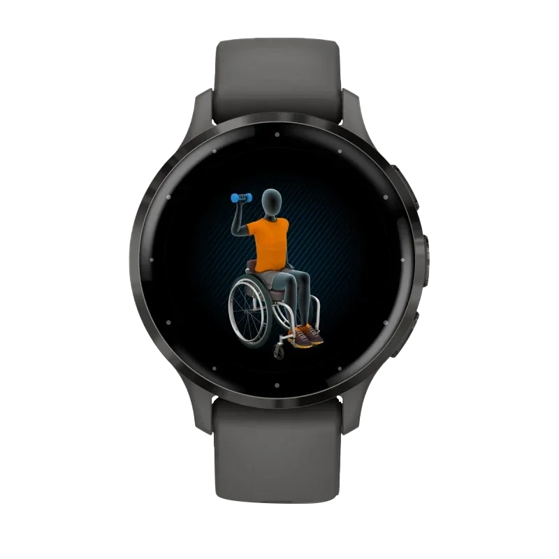 Garmin Venu 3S smartwatch, 41 mm slate stainless steel bezel with pebble gray silicone band