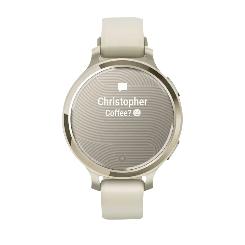 Garmin Lily 2 Active smartwatch, Lunar Gold with bone silicone band, certified refurbished