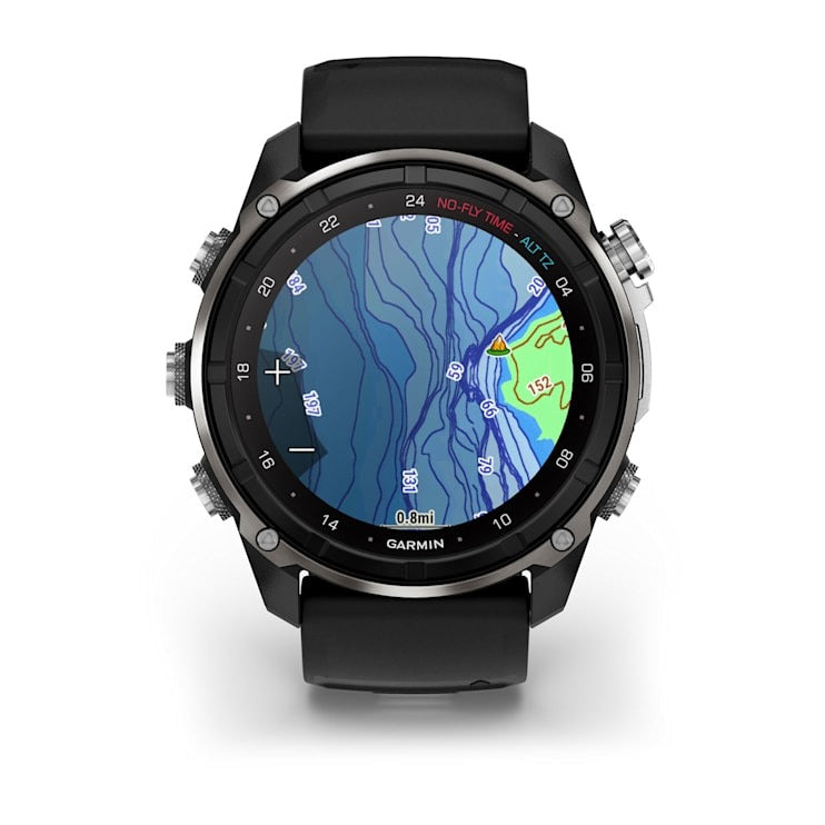 Garmin Descent Mk3i 51mm smartwatch in silver/black PVD titanium with black pebble gray silicone band