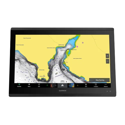 Garmin GPSMAP 8422 MFD marine chartplotter with black bezel displaying nautical chart