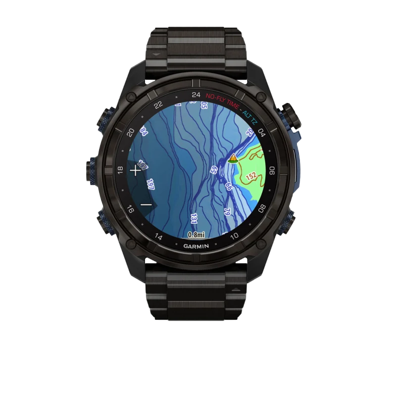 Garmin Descent Mk3i dive computer watch, 51 mm carbon gray DLC titanium case with DLC titanium band