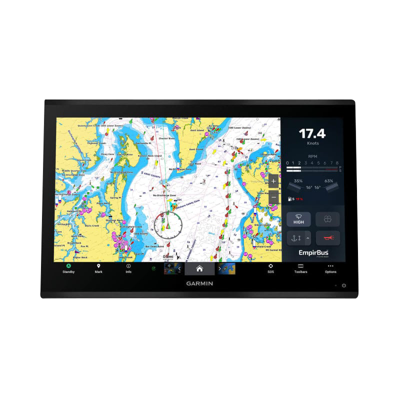 Garmin GPSMAP 9024 Premium marine chartplotter touchscreen display with worldwide basemap in a black bezel
